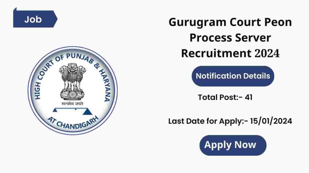 Gurugram Court Peon Process Server Recruitment 2024