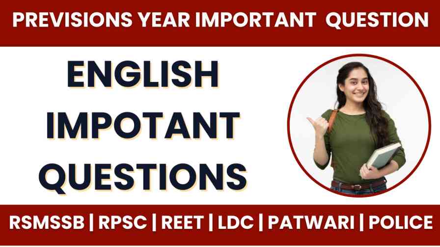 RSMSSB Previsions year Important English question